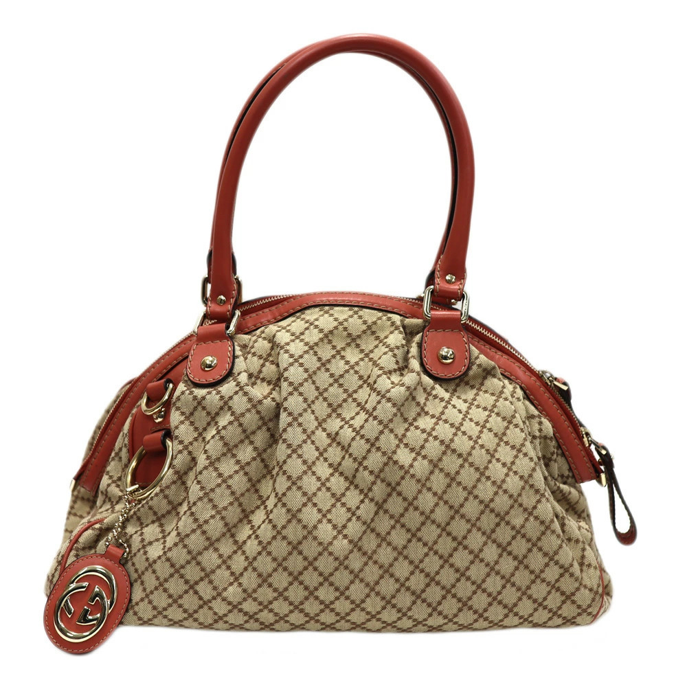 Gucci Tote Bag Canvas Beige Pink